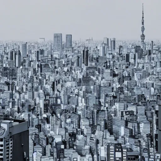 Prompt: tokyo cityscape like in ghost in the shell cartoon style