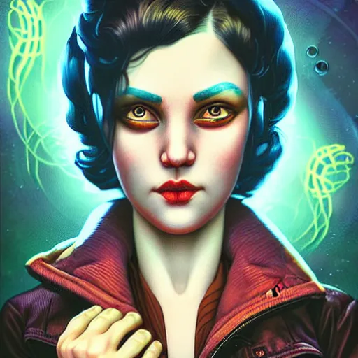 Image similar to Lofi Lovecraft Lovecraftian BioShock portrait Pixar style by Tristan Eaton Stanley Artgerm and Tom Bagshaw