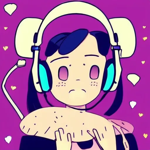 Prompt: lofi girl with headphones on, anime good vibes, chill, calm