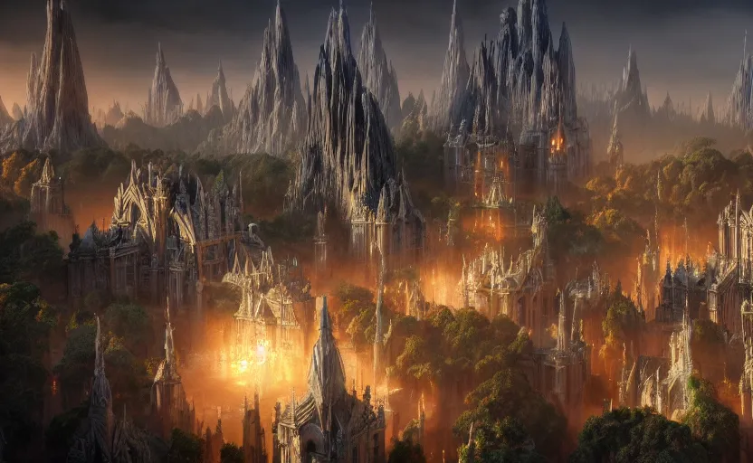 Image similar to in an ethereal magic elven city, highly detailed, 4 k, hdr, award - winning, octane render, artstation