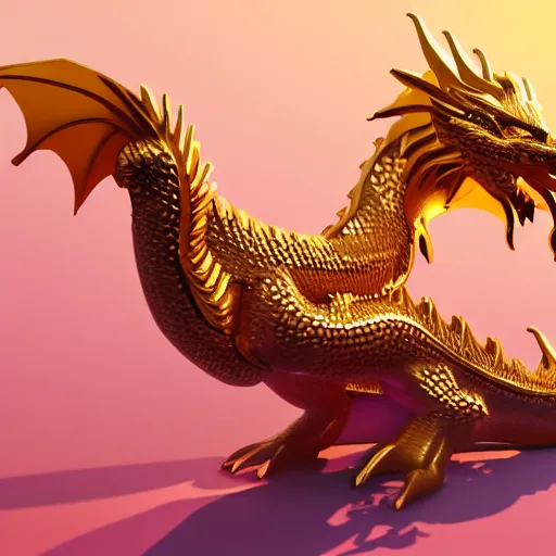 Image similar to a majestic golden dragon, hd, 4k, trending on artstation, award winning, 8k, 4k, 4k, 4k, very very very detailed, high quality lowpoly art