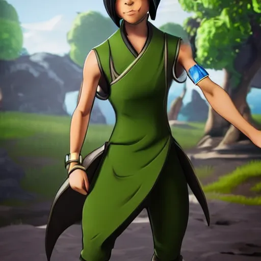 Image similar to toph beifong in fortnite, character render, full body shot, highly detailed, in game render