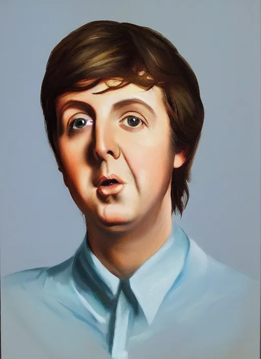 Image similar to a portrait painting of young paul mccartney by John Currin