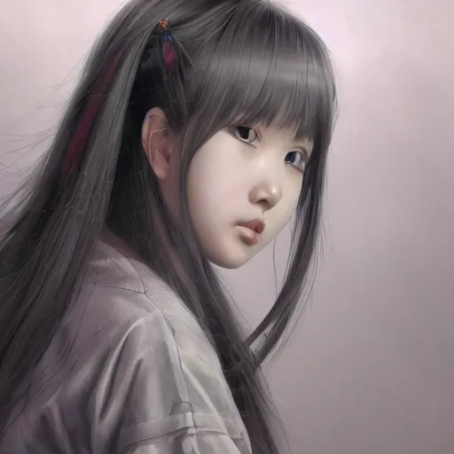 Image similar to dynamic composition, motion, ultra-detailed, incredibly detailed, a lot of details, amazing fine details and brush strokes, colorful and grayish palette, smooth, HD semirealistic anime CG concept art digital painting, watercolor oil painting of a Japanese schoolgirl, by a Chinese artist at ArtStation, by Huang Guangjian, Fenghua Zhong, Ruan Jia, Xin Jin and Wei Chang. Realistic artwork of a Chinese videogame, gradients, gentle an harmonic grayish colors.