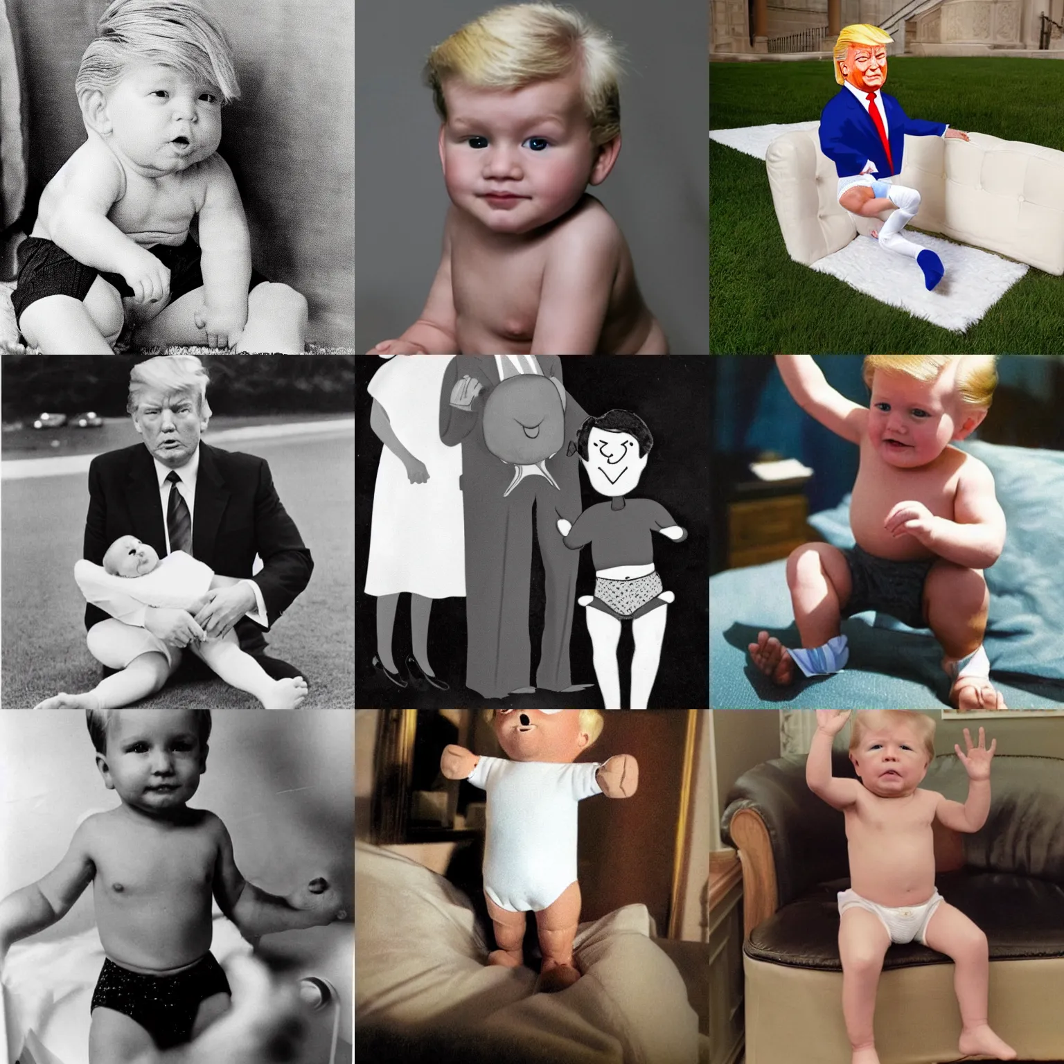 Prompt: donalt trump in a diaper