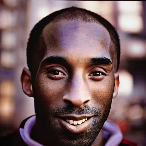 Image similar to closeup portrait of Kobe Bryant , new york back street , by Steve McCurry and David Lazar, natural light, detailed face, CANON Eos C300, ƒ1.8, 35mm, 8K, medium-format print