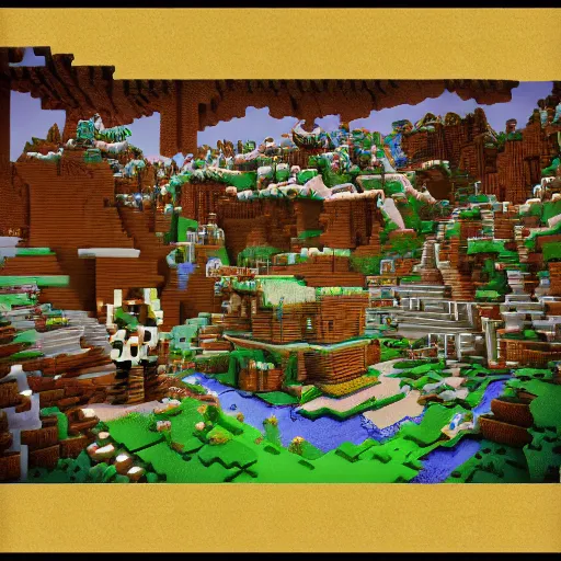 Prompt: minecraft world by norman rockwell