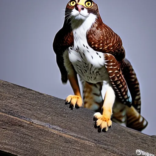 Image similar to a falcon - cat - hybrid, animal photography