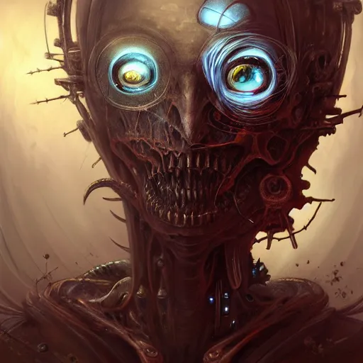 Image similar to a portrait of a beautiful biomechanical Morty, horror concept art by giger and beksinski and szukalski and wlop and pete mohrbacher, digital art, highly detailed, intricate, sci-fi, sharp focus, Trending on Artstation HQ, deviantart, unreal engine 5, 4K UHD image