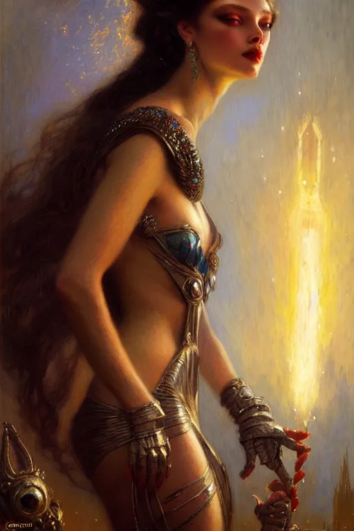 Image similar to queen of diamonds by gaston bussiere, bayard wu, greg rutkowski, giger, maxim verehin