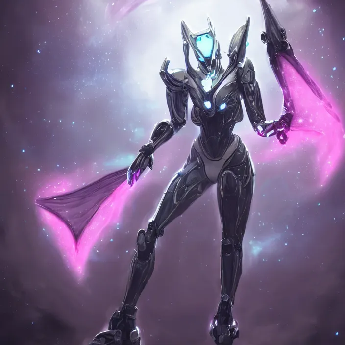Image similar to cinematic shot, bust, cosmic sized perfectly proportioned stunning beautiful hot female warframe, anthropomorphic robot mecha female dragon, silver, fuschia leds, floating in empty space, nebula sized, holding a galaxy, epic proportions, epic size, epic scale, furry art, dragon art, giantess art, warframe fanart, furaffinity, deviantart