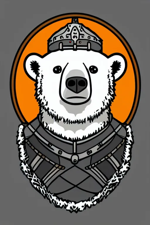 Image similar to Portrait of a polar bear in medieval armor, knight, medieval, sticker, colorful, illustration, highly detailed, simple, smooth and clean vector curves, no jagged lines, vector art, smooth