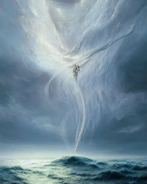 Prompt: a hyper - detailed 3 d render like an oil painting of the rays of water and the wild, whipping wind, surrealism!!!!! surreal concept art, lifelike, photorealistic, digital painting, aesthetic, smooth, sharp focus, artstation hd, by greg rutkowski, bruce pennington, valentina remenar and asher duran,