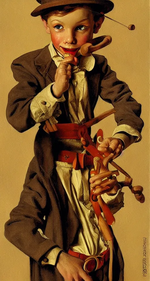 Image similar to pinocchio highly detailed painting by alberto mielgo, j. c. leyendecker