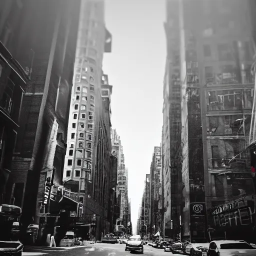 Image similar to a view of apocalyptic new york street from perspective of car window