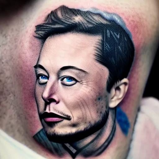 Image similar to elon musk in viking portrait tattooed face blue eyes side profile close up