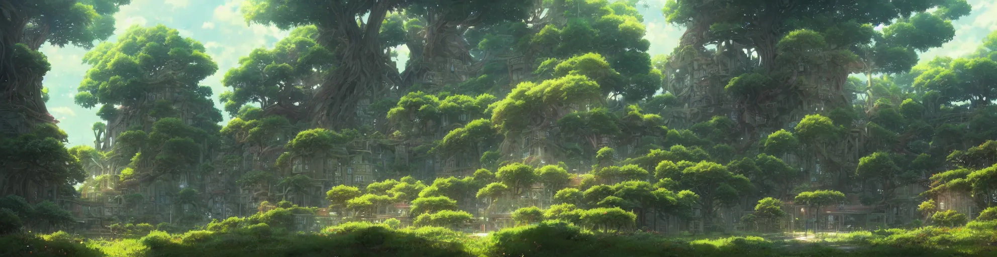 Prompt: anime landscape of small love tree and labirynth, Studio Ghibli, abandoned labirynth , animated, anime, illustrated, vibrant, overgrown, by Greg Rutkowski, dungeons and dragons on artstation, very textured and highly detailed 8k