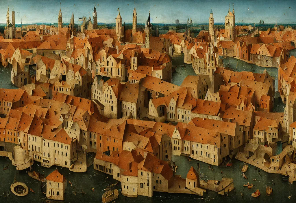 Image similar to accidentally wes anderson award - winning photograph of a medieval city, art by hieronymus bosch, art by greg rutkowsky, trending on artstation, cinematic lighting, filmic grain, golden hour, detailed, 4 k