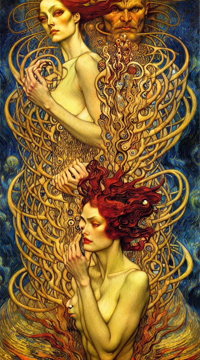 Image similar to Divine Chaos Engine by Karol Bak, Jean Delville, William Blake, Gustav Klimt, and Vincent Van Gogh, symbolist, visionary