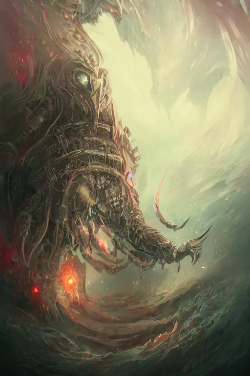 Image similar to An evil monster by ross tran, hyper-detailed, intricate, wide angle, beautiful, fantasy, concept art