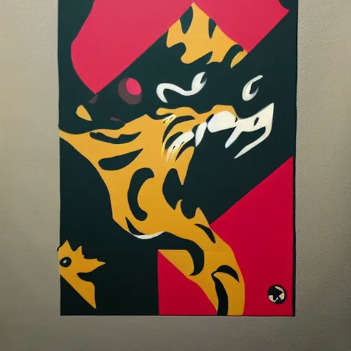 Prompt: Bape x Tiger Dragon Painting by Sachin Teng, asymmetrical, Organic Painting , Matte Painting, geometric shapes, hard edges, graffiti, street art,:2 by Sachin Teng:4