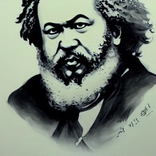 Image similar to beautiful amazing anime portrait painting of karl marx. by koyoharu gotouge, kohei horikoshi, tatsuya endo, satoshi kon