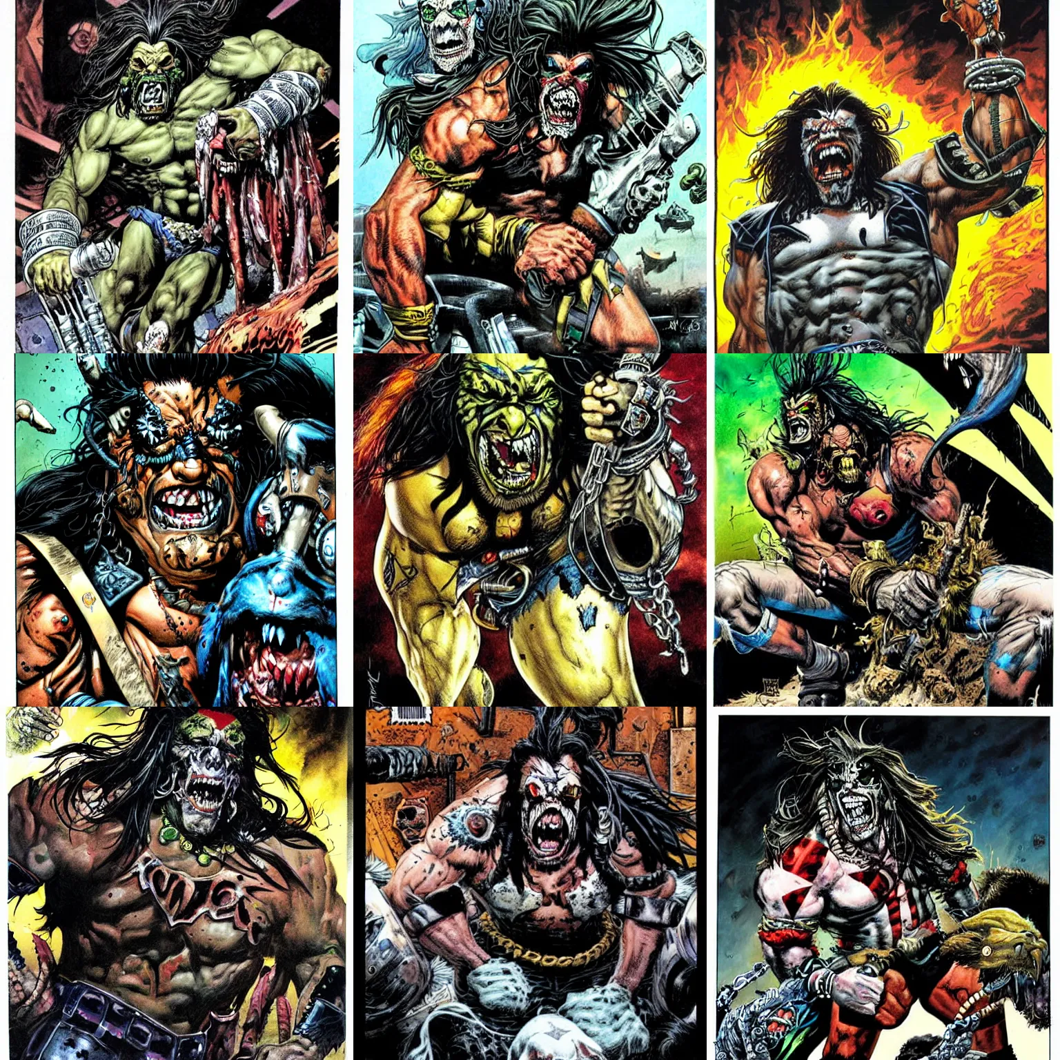 Prompt: thrash comic lobo by simon bisley dc comics