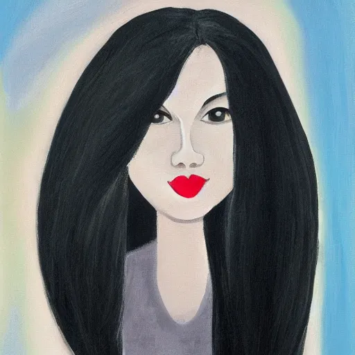 Prompt: painting of woman with long black hair