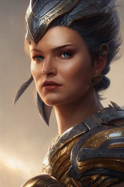 Image similar to amazon valkyrie athena, d & d, fantasy, portrait, highly detailed, headshot, digital painting, trending on artstation, concept art, sharp focus, illustration, art by artgerm and greg rutkowski and magali villeneuve