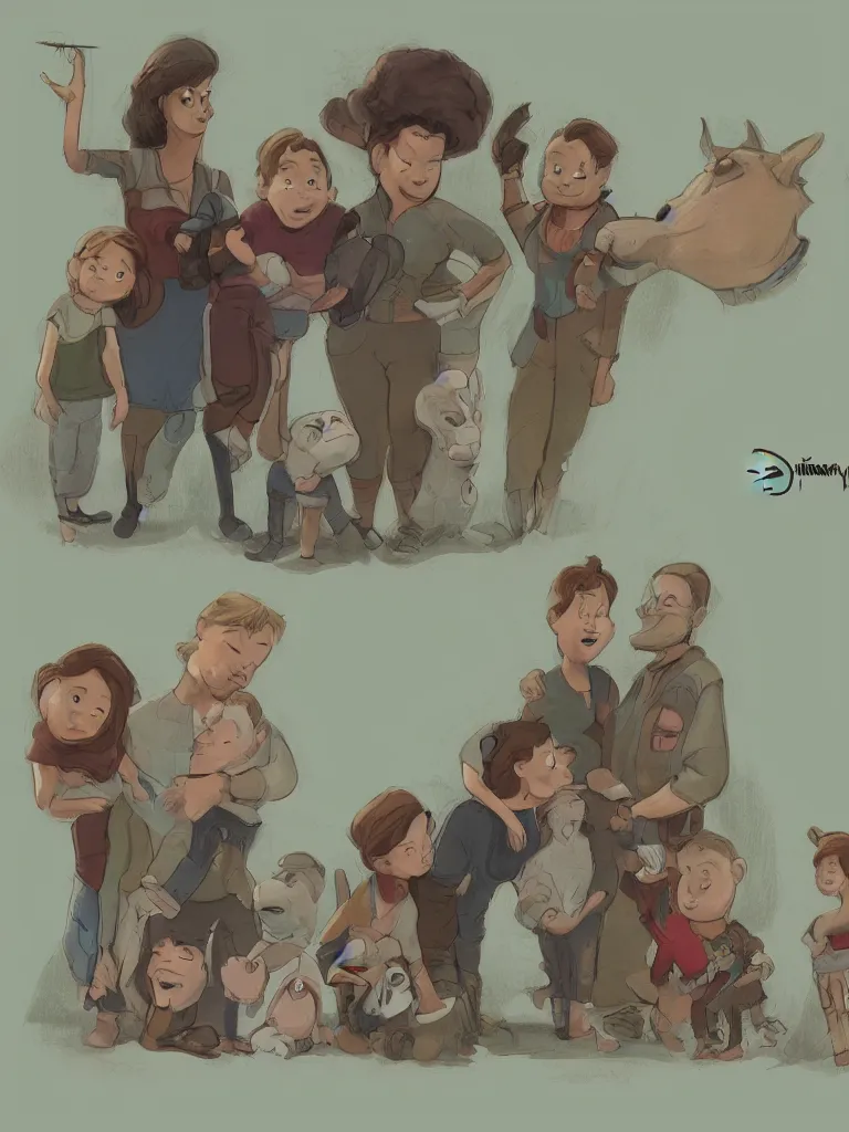 Image similar to family by Disney Concept Artists, blunt borders, rule of thirds