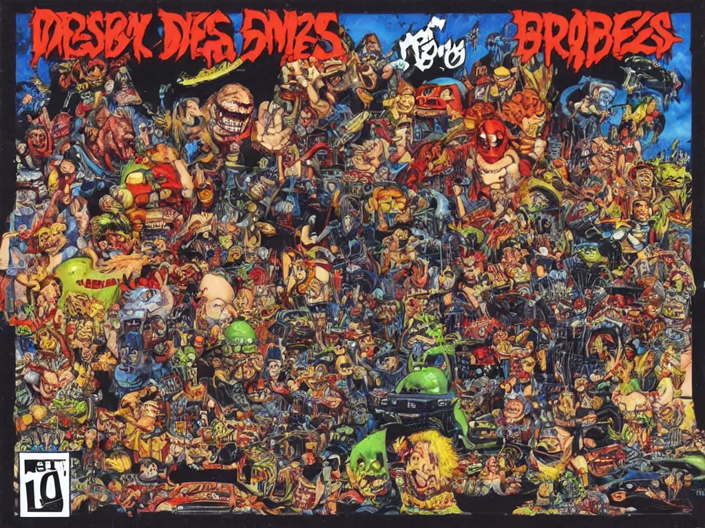 Prompt: Sega Mega Drive Genesis game by Rob Zombie, Ed Big Daddy Roth, Junji Ito