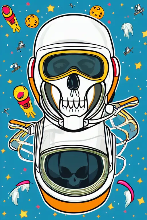 Image similar to A portrait of a skeleton as an astronaut in space, sticker, colorful, illustration, highly detailed, smooth and clean vector curves, no jagged lines, vector art, smooth