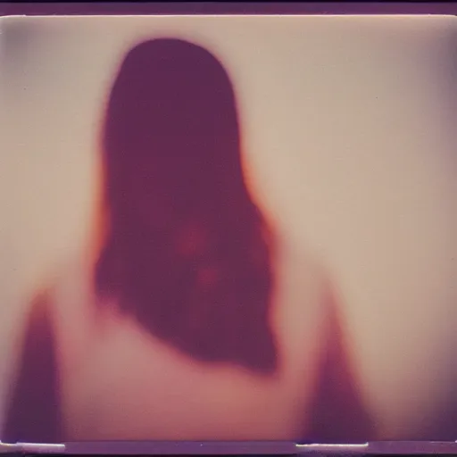 Prompt: a polaroid portrait of a beautiful grunge scene girl, bokeh, lit from behind, heavy film grain, color bleed