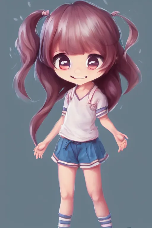 Prompt: full body character concept art of a girl next door in chibi style | | pixar - cute - fine - face, pretty face, realistic shaded perfect face, fine details by stanley artgerm lau, wlop, rossdraws, james jean, jakob eirich, andrei riabovitchev, marc simonetti, and sakimichan, trending on artstation