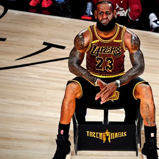 Image similar to Lebron James on throne