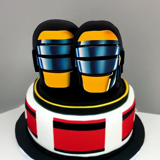 Prompt: daft punk themed cake