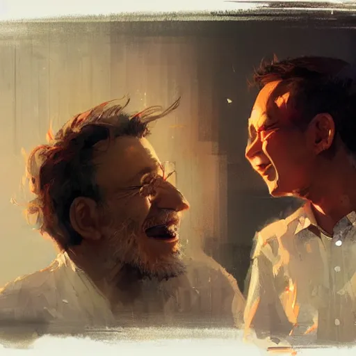 Prompt: portrait of a happy proud father art by greg rutkowski, tooth wu and wlop, bright masterpiece