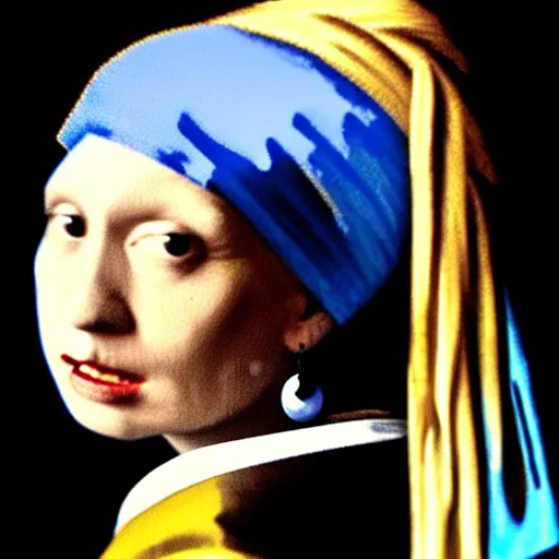 Image similar to donald trump with a pearl earring, drawn by johannes vermeer