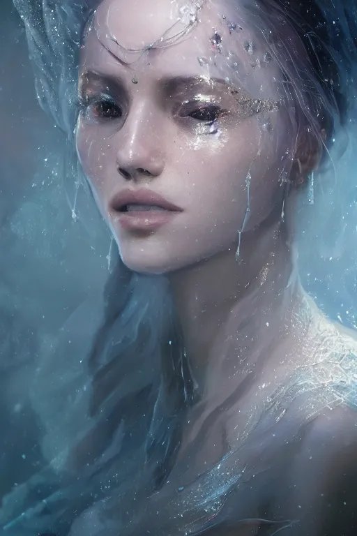 Image similar to a fancy portrait of the most attractive crystal goddess in the world by Greg Rutkowski, Sung Choi, Mitchell Mohrhauser, Maciej Kuciara, Johnson Ting, Maxim Verehin, Peter Konig, Bloodborne, macro lens, 35mm, 8k photorealistic, cinematic lighting, HD, high details, atmospheric,