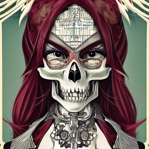 Image similar to anime manga skull portrait young woman skeleton, daffy duck, comic book font, intricate, elegant, highly detailed, digital art, ffffound, art by JC Leyendecker and sachin teng