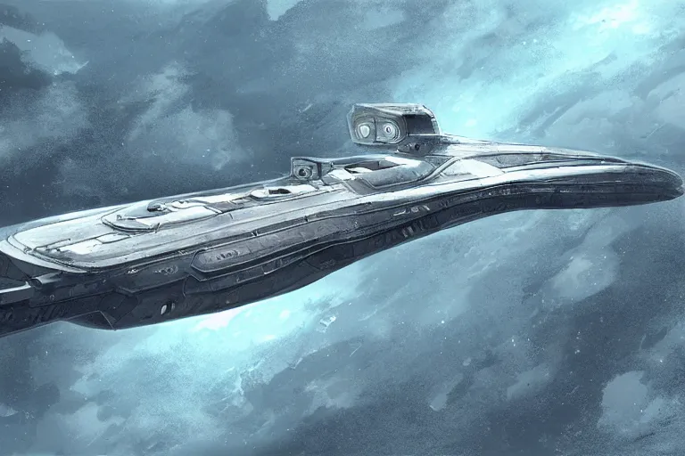 Image similar to Concept art of a U-Boat spaceship