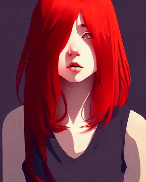 Prompt: a detailed portrait of a cute!!!! woman with red hair and freckles by ilya kuvshinov, digital art, dramatic lighting, dramatic angle