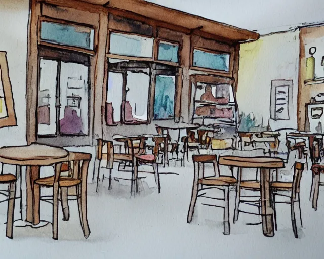 Image similar to a coffee shop smooth light color watercolor pen