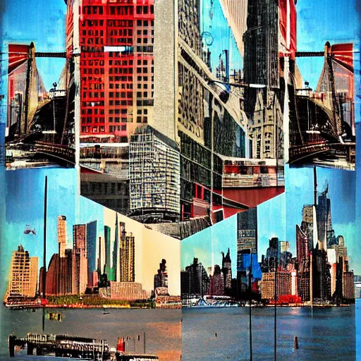 Prompt: Swiss Modern collage of New York City by Max Bill