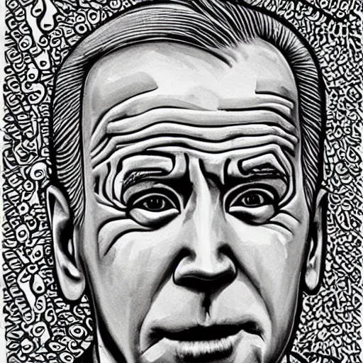 Image similar to joe biden face closeup, zentangle style