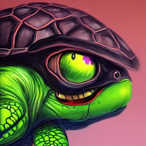 Prompt: a turtle monster ,chalk digital art, fantasy, magic, trending on artstation, ultra detailed, professional illustration by Basil Gogos