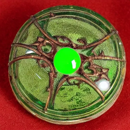 Prompt: a green transparent orb as a pickup item for a medieval game