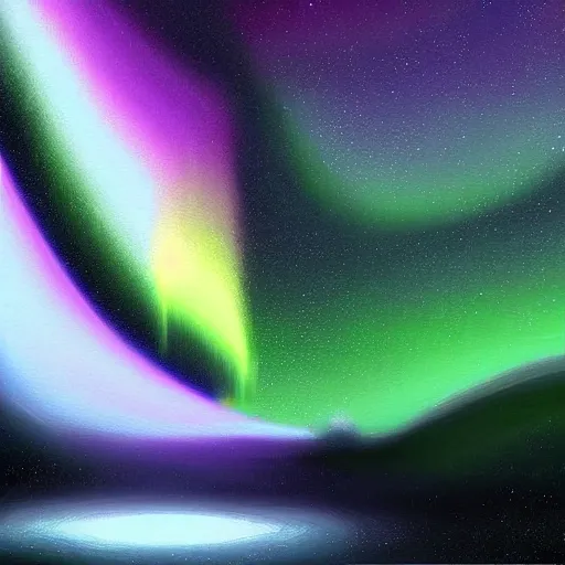 Prompt: A aurora borealis waterfall at the edge of the universe, digital painting, trending on artstation
