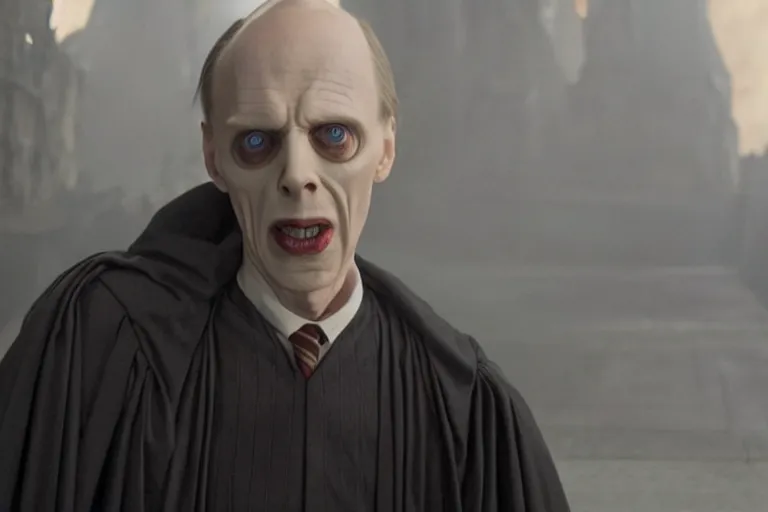 Prompt: film still of Steve Buscemi as Lord Voldemort in Harry Potter movie