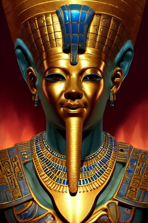 Image similar to egypt god osiris, god of the underworld, highly detailed, d & d, fantasy, highly detailed, digital painting, trending on artstation, concept art, sharp focus, illustration, global illumination, ray tracing, realistic shaded, art by artgerm and greg rutkowski and fuji choko and viktoria gavrilenko and hoang lap, sunny